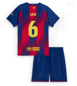 Barcelona Paez Gavi #6 Jalkapallovaatteet Lasten Kotipeliasu 2025-26 Lyhythihainen (+ Lyhyet housut)